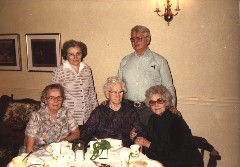 Joy Sayger; Julia (Judy) Kish Dorrough; Grandma Della Collins Dorrough; Bruce Dorrough; Mary Crabill; friends family